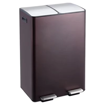 Двухсекционный мусорный контейнер SunnyFurn 60 л, коричневый