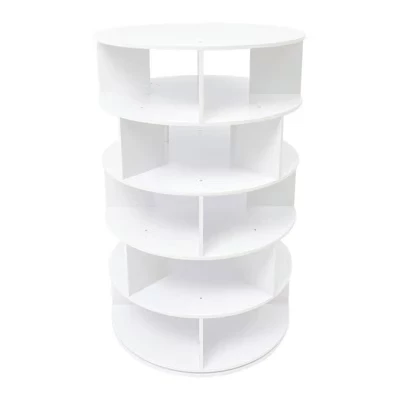 Отдельно стоящий вращающийся органайзер для хранения обуви Shoe Rack Tower (белый, 5 ярусов) розовый