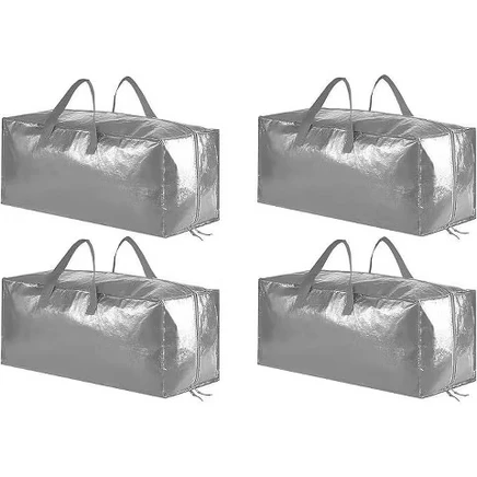 Extra Large Heavy Duty Moving Bags – Durable Storage Totes with Backpack Straps, Strong Handles & Zippers – Ideal for Packing & Moving-® 4 pack / gray