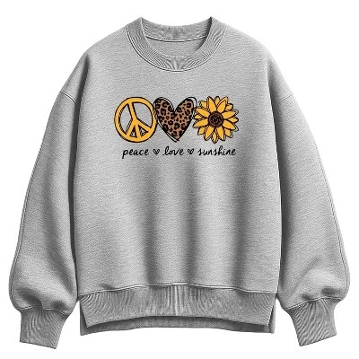 Женская толстовка Peace, Love, Sunshine Oversize из флиса athletic heather