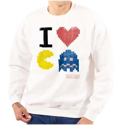 Пикселизированная толстовка PACMAN с изображением ретро-игры I Heart для мужчин или женщин, Лицензионная черная