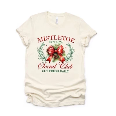 Женская футболка с коротким рукавом Coquette Mistletoe Social Club кремового цвета с графическим рисунком