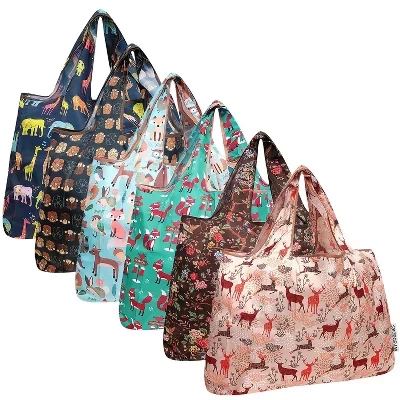 Большие складные нейлоновые многоразовые продуктовые сумки Tote, 6 упаковок wilderness wonder