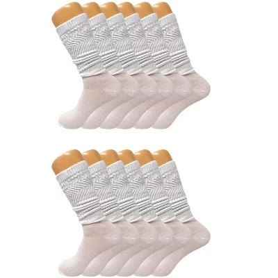 Женские носки Slouch Scrunch, 12 пар, хлопковая обувь до колен, размер 5-10, белые
