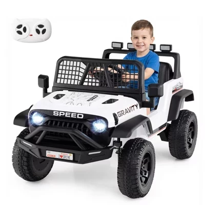 24V Ride On Car with Remote Control Music LED Headlights Spring Suspension for Kids Red/Pink/White/Black white