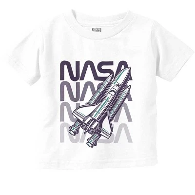 Футболка с логотипом Vaporwave Shuttle NASA Worm для малышей с графическим рисунком лицензированного белого цвета