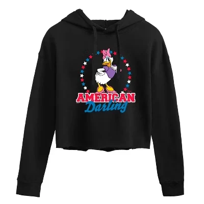 Женская укороченная толстовка American Darling Daisy с капюшоном и рисунком черного цвета