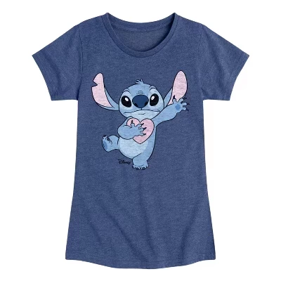 Футболка для девочек Disney Stitch, меланжевая темно-синяя