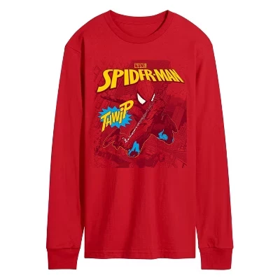 Men's -  - Spider-man Thwip Sound Effect Long Sleeve Graphic T-Shirt red