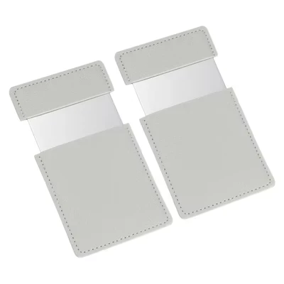Карманное зеркало Unique Bargains 2 шт. с кожаным чехлом, серое