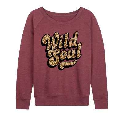 Женская рубашка с леопардовым принтом Wild Soul, легкая французская махровая рубашка с широким вырезом и длинными рукавами, с графическим рисунком, вересково-бордовый