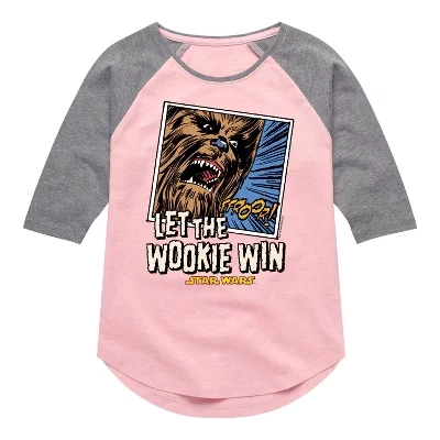 Футболка для девочек STAR WARS Let The Wookie Win, розовая