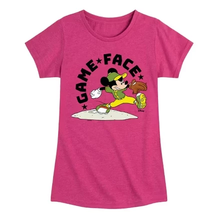 Game Face Baseball Fitted Short Sleeve Graphic T-Shirt heather fuchsia