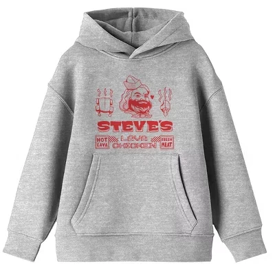 Фильм Steve's Lava Chicken Молодежная спортивная толстовка Heather с капюшоном и длинными рукавами серого цвета
