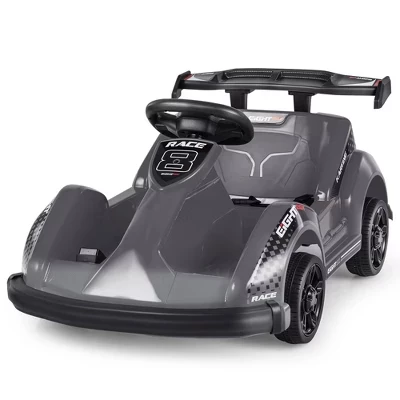 Детский картинг Go Kart с питанием от батареи 6 В на радиоуправляемом 4-колесном гонщике с бампером и музыкой черного цвета