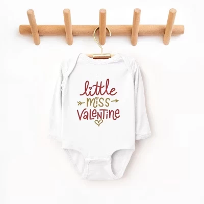 Детское боди Little Miss Valentine с длинным рукавом белого цвета