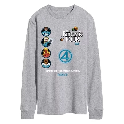 Мужской лонгслив Fantastic Four Faux Hit, светло-серый