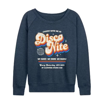 Женская легкая махровая рубашка Disco Nite с широким вырезом и длинным рукавом с графическим рисунком heather indigo