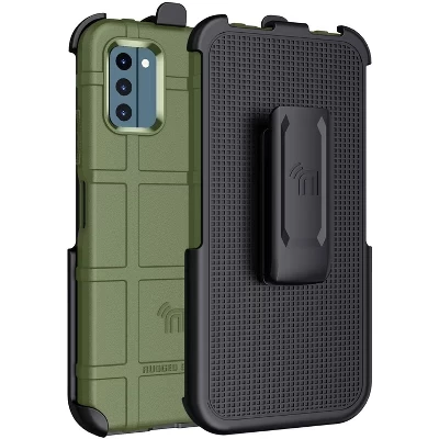 Комбинированный чехол для телефона Nokia C300 - Чехол для спецназа и кобура с зажимом для ремня оливкового цвета