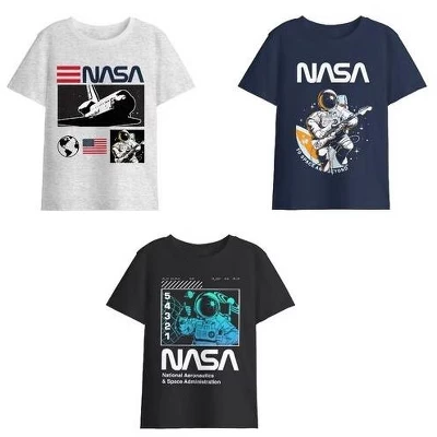 Astronauts Boy's 3-Pack Crew Neck Short Sleeve T-shirt Set nasa astronauts