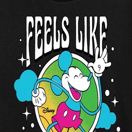 Женская футболка с рисунком Микки Мауса Feels Like Dream с коротким рукавом, черная