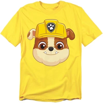 Мужская футболка Paw Patrol Rubble с крупным рисунком лица, желтая