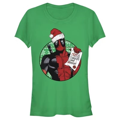 Женская рождественская футболка Deadpool Mom is Heroic для юниорок