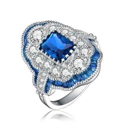 Кольцо Guili Elegance серебро 925 с фианитом, р.8, голубое