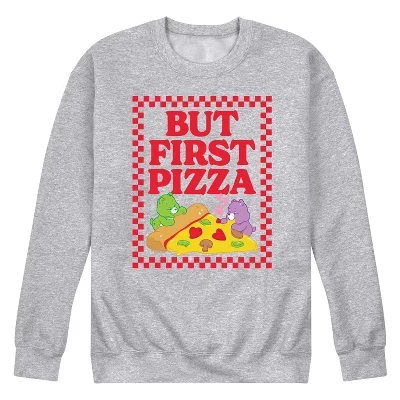 Мужская флисовая толстовка But First Pizza с графическим рисунком athletic heather