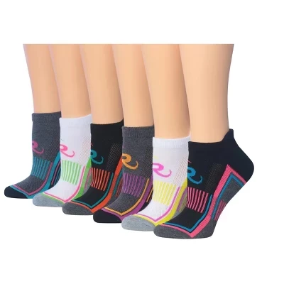 Женские 6 пар носков для бега и занятий спортом Vivid Stripe Mix с низким вырезом и рисунком vivid stripe mix