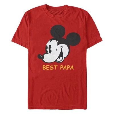 Мужская футболка с изображением Микки и друзей Best Papa в стиле ретро, красная