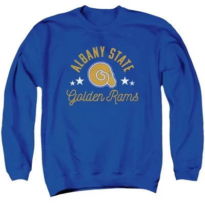 Официальная толстовка с круглым вырезом для взрослых Golden Rams от Государственного университета Олбани синего цвета
