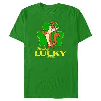 Мужская футболка I Am Weasel Feeling Lucky зеленого цвета