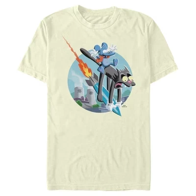 Мужская футболка Itchy & Scratchy Ride the Missile бежевого цвета