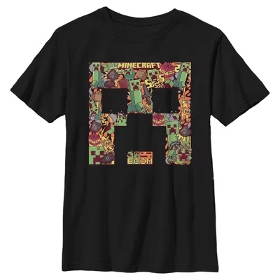 Футболка с коллажем Creeper для мальчика, черная