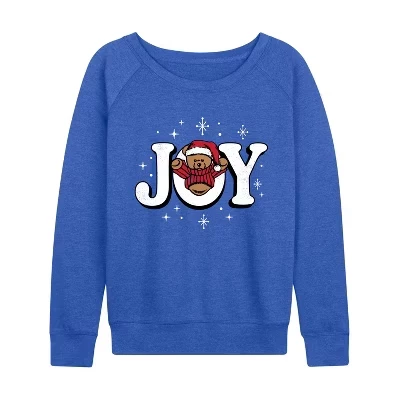 Женская легкая французская махровая рубашка Joy Teddy Bear с широким вырезом и длинным рукавом в графическом стиле.