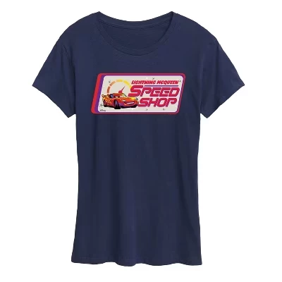 Женская футболка с коротким рукавом и графическим принтом Lightning McQueen Speed Shop
