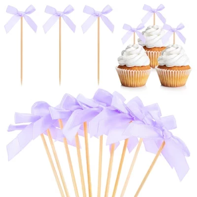Durable Multipurpose Pastel Pre-assembled Non Edible Cupcake Toppers 30 Pcs purple