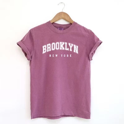 Женская футболка Brooklyn New York с коротким рукавом, окрашенная в мох