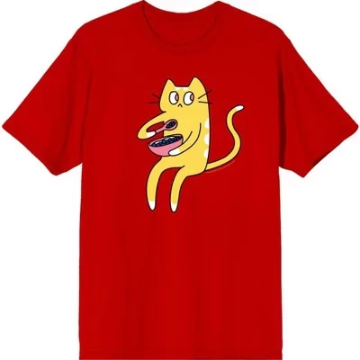 Мужская футболка с коротким рукавом Derpy Kitty Cat с розовой чашей, красная