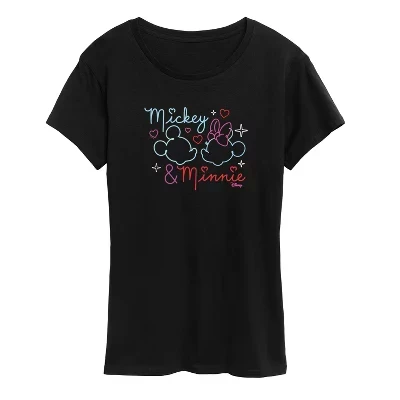 Женская футболка Disney Mickey and Minnie Hearts, черная