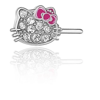 Серьга для носа Hello Kitty из стали 316L с прозрачным кристаллом