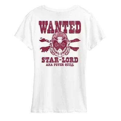 Женская футболка Guardians of the Galaxy Wanted Star Lord с коротким рукавом и рисунком, белая