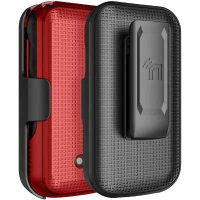 Комбинированный чехол для телефона Sonim XP3plus 5G Flip (2025, X320) - Жесткий чехол и кобура с зажимом для ремня, красный