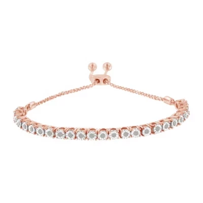 Серебряный теннисный браслет с бриллиантами Miracle-Set Bolo весом 1/4 карата, розовый