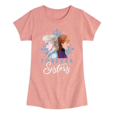 Футболка для девочек Frozen «Forever Sisters», розовая