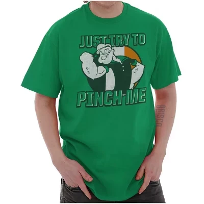 Футболка с рисунком Popeye St Paddys Попробуй ущипнуть меня Мужская или женская с лицензией