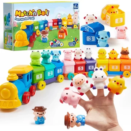 Обучающие игрушки Монтессори для малышей 1, 2, 3 лет, игрушки для счета, подбора и сортировки, пальчиковые куклы-паровозики, подарок на день рождения для маленьких мальчиков и девочек