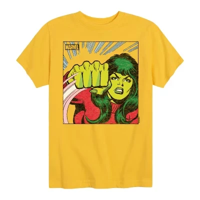 Футболка с коротким рукавом в стиле комиксов She-Hulk, желтая