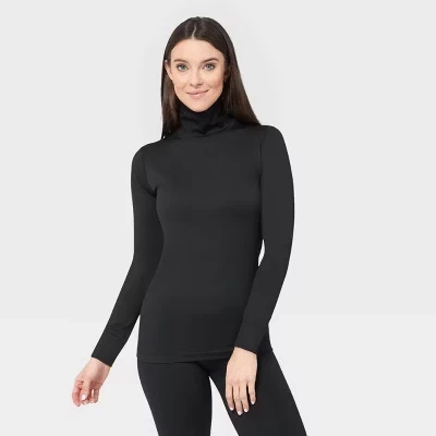 Women's Seamless Thermal Turtleneck Top black